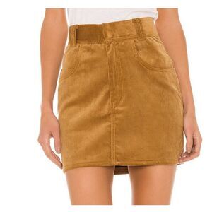 NEW! RE/DONE 90s Ultra High Rise Western Corduroy Mini Skirt Camel Brown Size 27